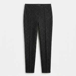 Tahari Black & Gray Leopard Print Slim Pull On Women's Trousers Pants - Small